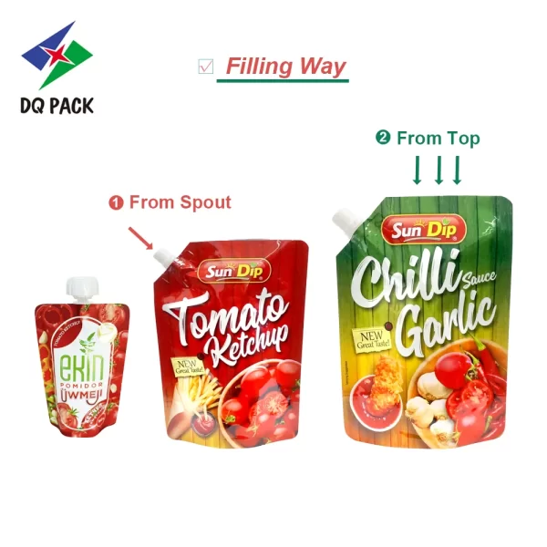 Custom Spouted Pouch for Ketchup Sauce Packaging Supplier- DQ PACK Y2206