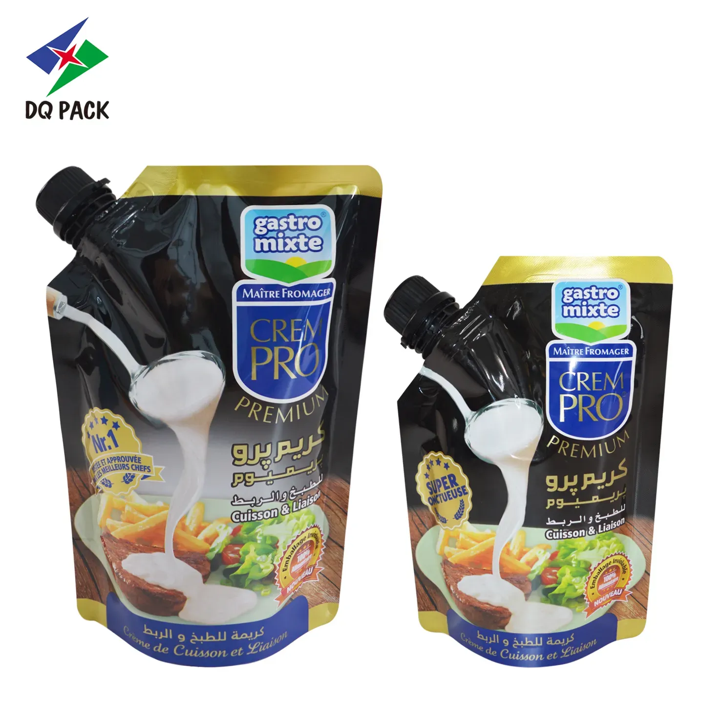 Custom Condiment Packaging Bags with Corner Spout Pouch for Cream Sauce