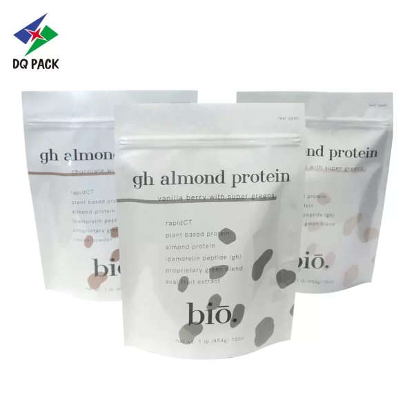 Custom Stand Up Zipper Bag For Almond Powder Packaging Supplier - DQ PACK (1)