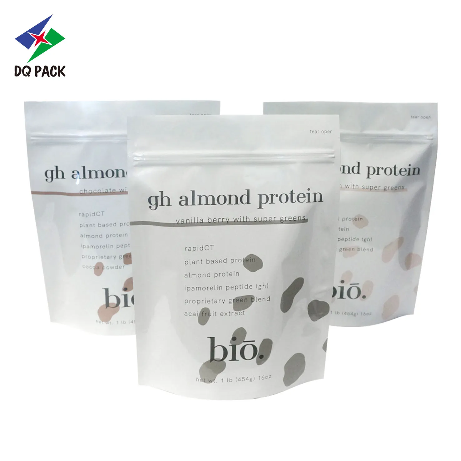 Custom Stand Up Zipper Bag For Almond Powder Packaging Supplier - DQ PACK (1)