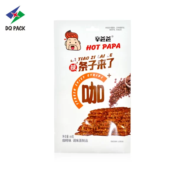 Custom Three Side Seal Bag for Spicy Strips Snack Packaging Supplier - DQ PACK (2)