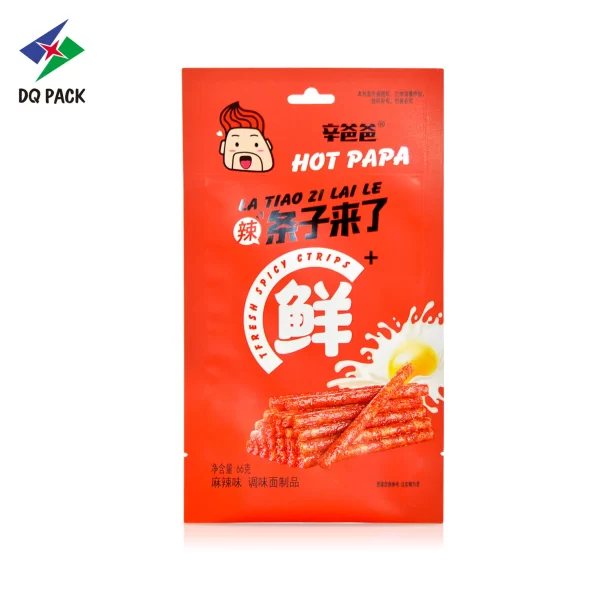 Custom Three Side Seal Bag for Spicy Strips Snack Packaging Supplier - DQ PACK (3)