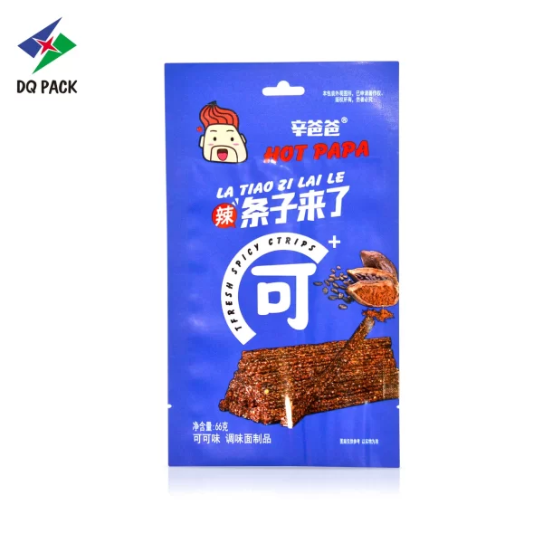 Custom Three Side Seal Bag for Spicy Strips Snack Packaging Supplier - DQ PACK (4)