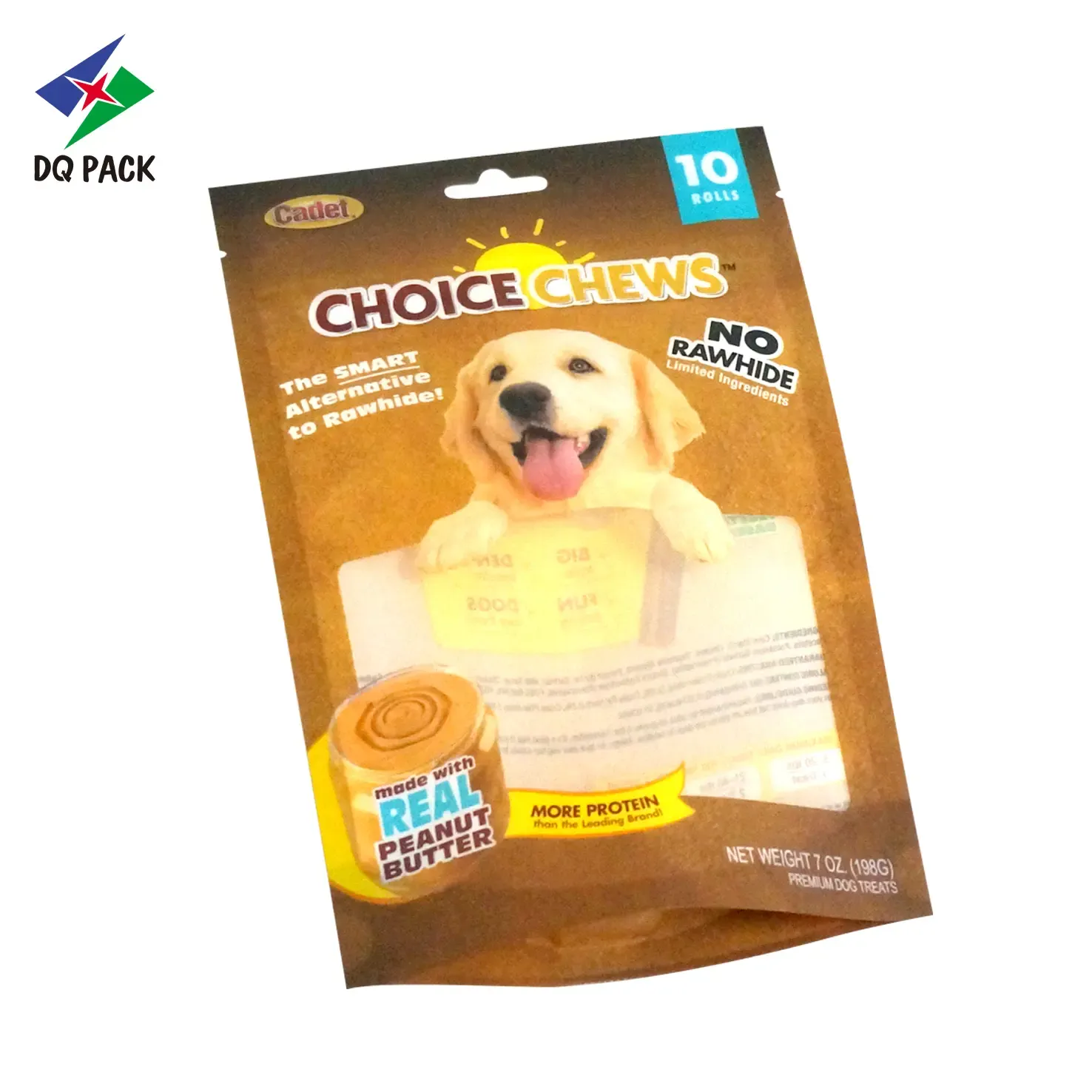 DQ Pack's pet food packaging with clear window
