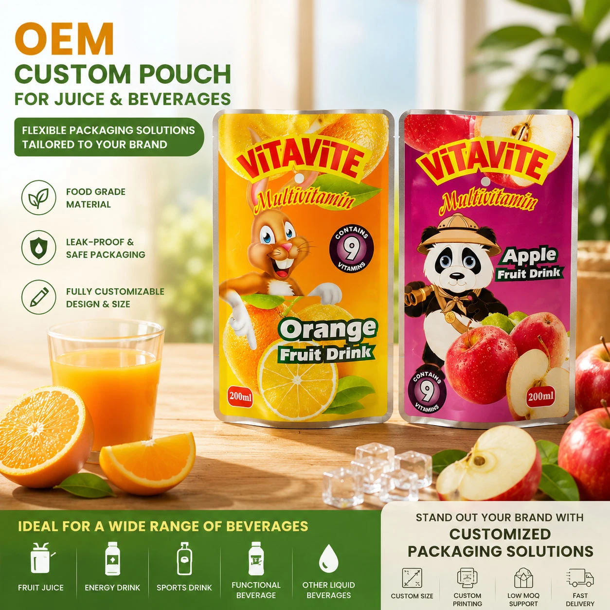 Custom Juice Pouch Manufacturer- DQ PACK