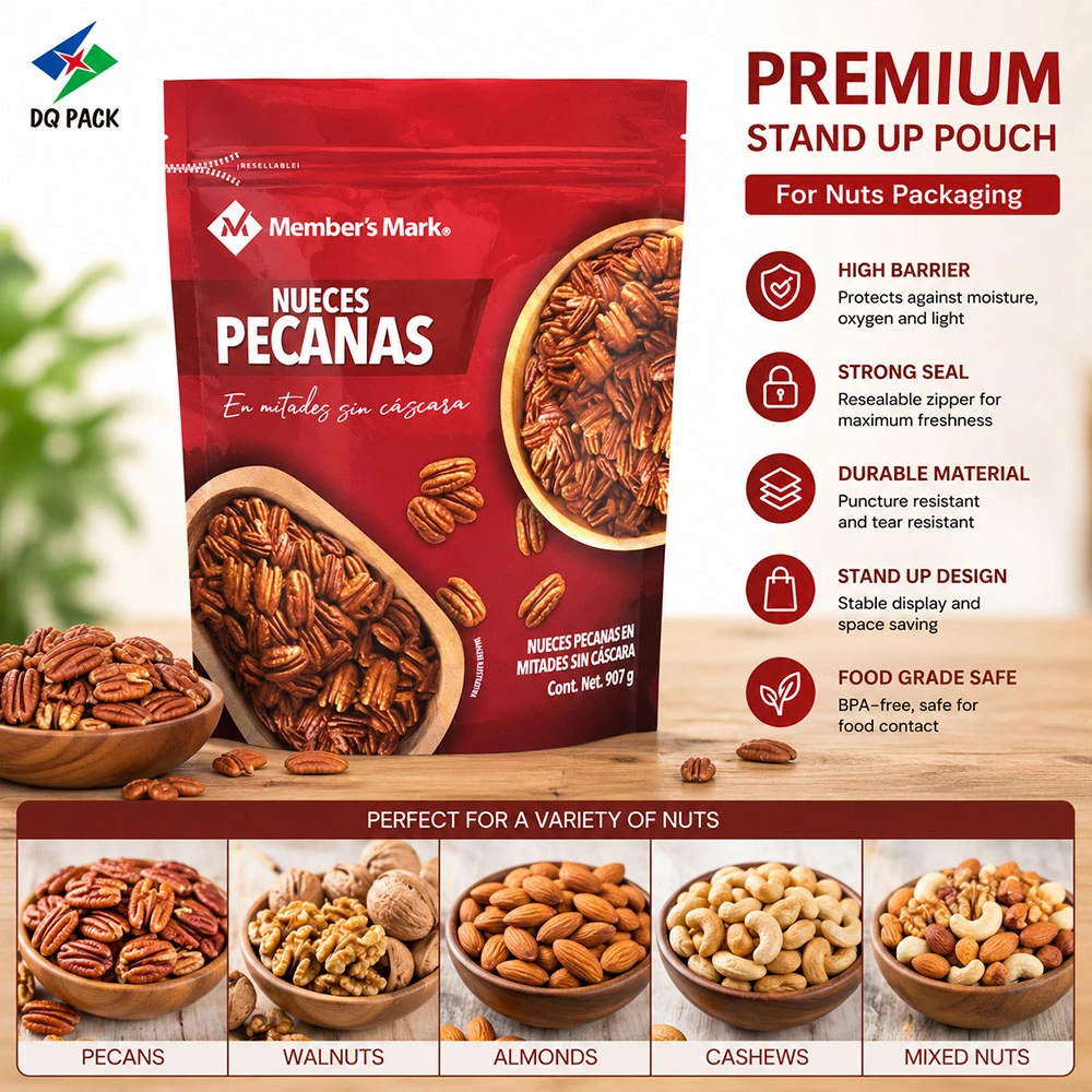Custom Stand up Zipper Pouch for Pecans Nuts Packaging Manufacturer -DQ PACK (2)