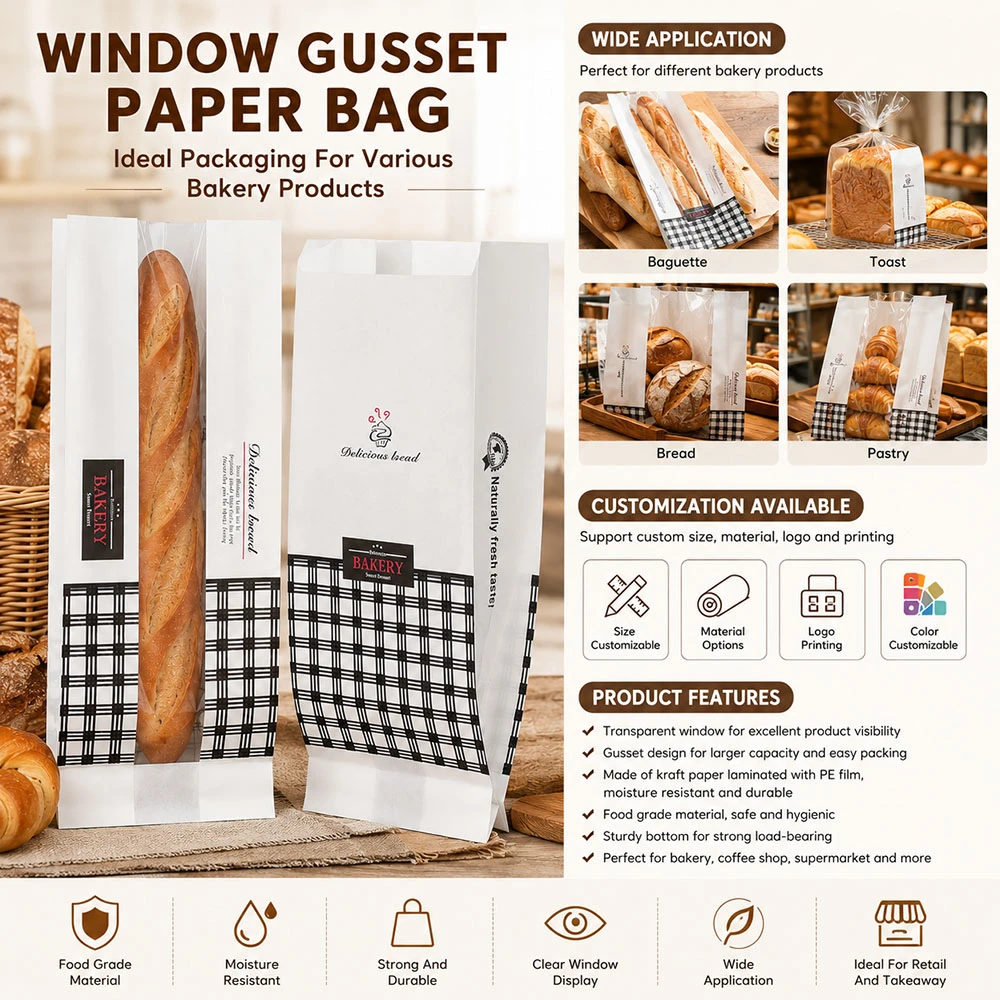 Custom Bakery Paper Bags Wholesale Side Gusset Pouches-Manufacturer-DQ-PACK-1