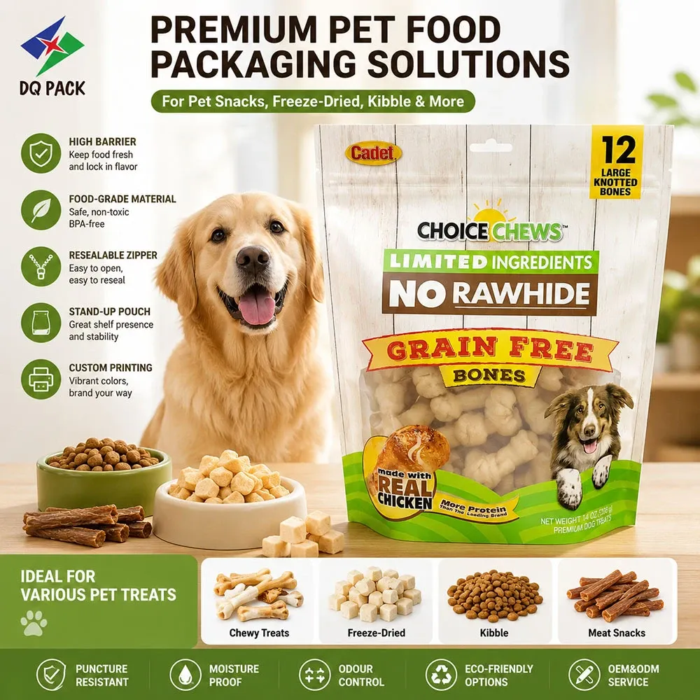 Custom Stand Up Zipper Bags Keep Dog Snacks Fresh Longer