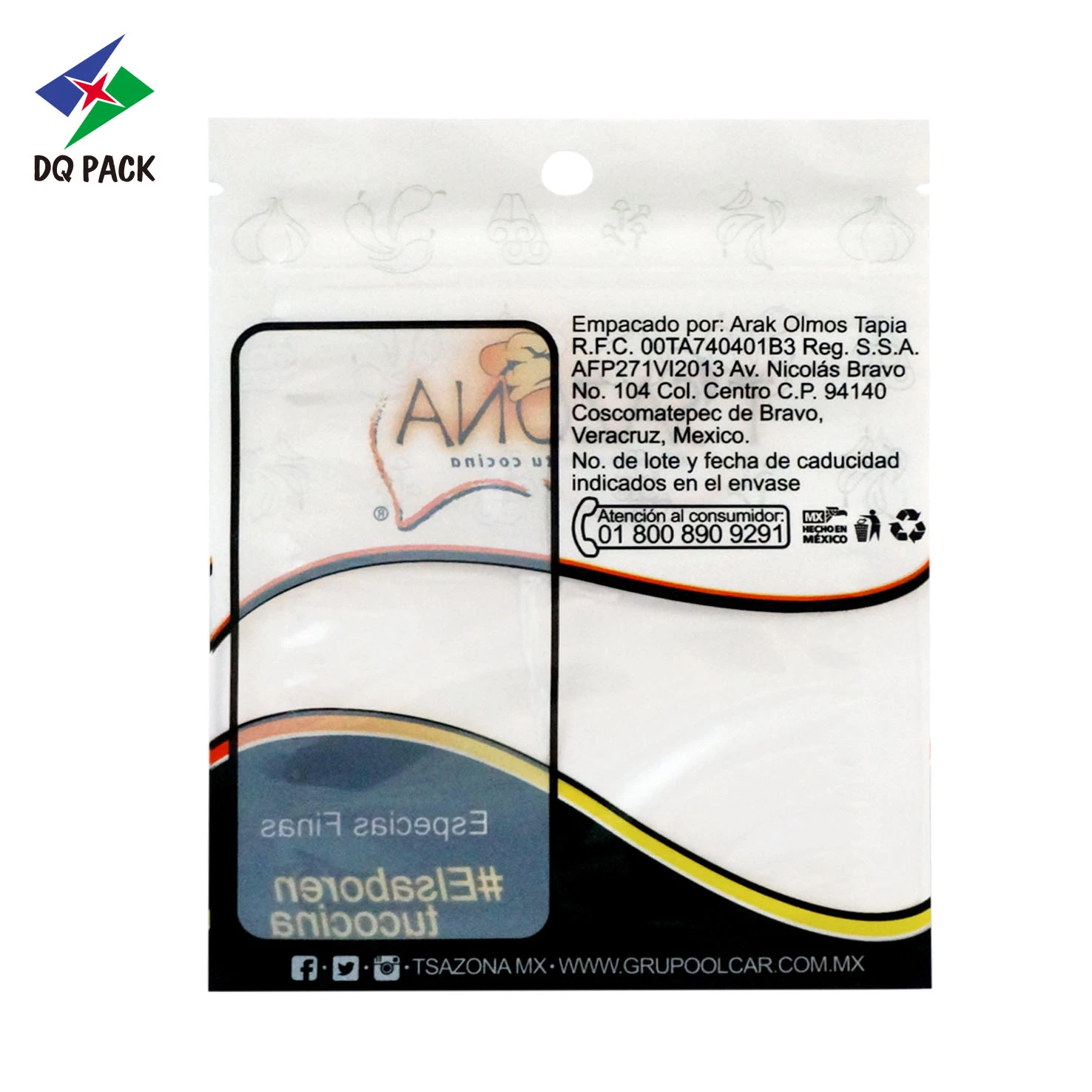 Custom 3 Side Seal Zipper Pouch for Spice Packaging Factory - DQ PACK (5)