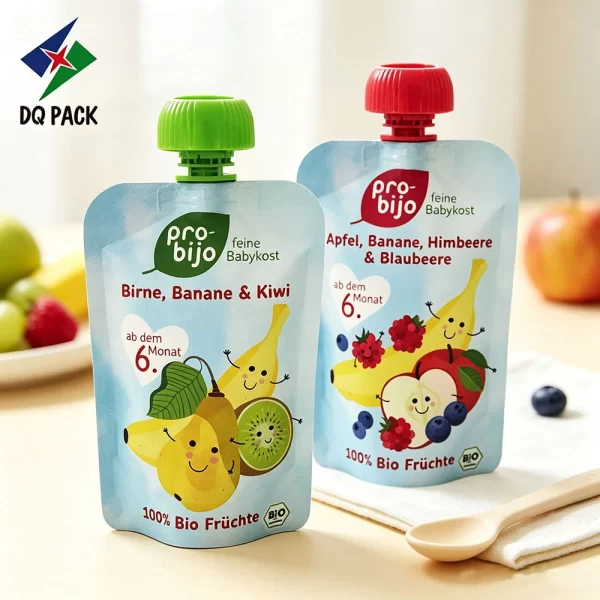 Custom Printed Foil Spout Bag for Fruit Puree Baby Food Packaging Manufacturer -DQ PACK (2)