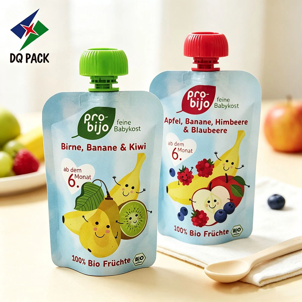 Custom Printed Foil Spout Bag for Fruit Puree Baby Food Packaging Manufacturer -DQ PACK (2)