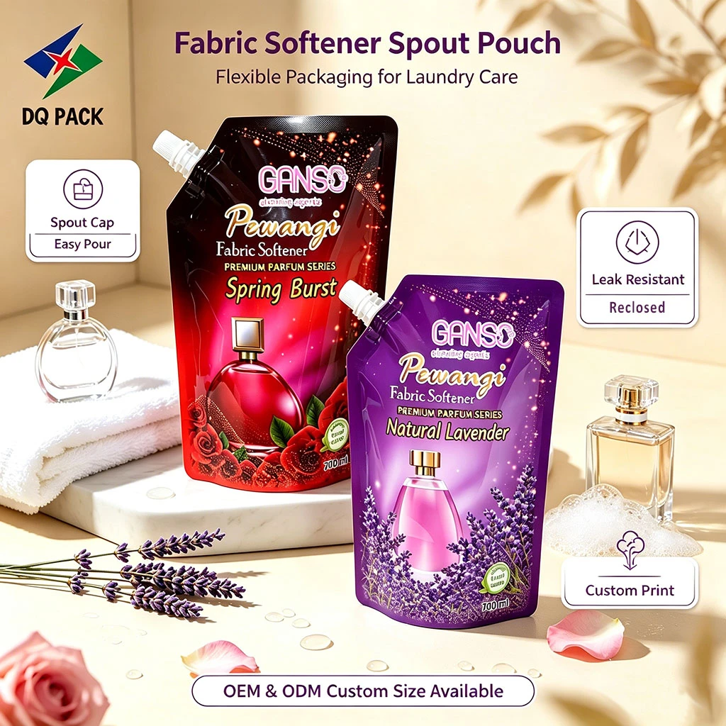 Custom Spout Pouch for Fabric Softener Liquid Soap Packaging Factory- DQ PACK (1)