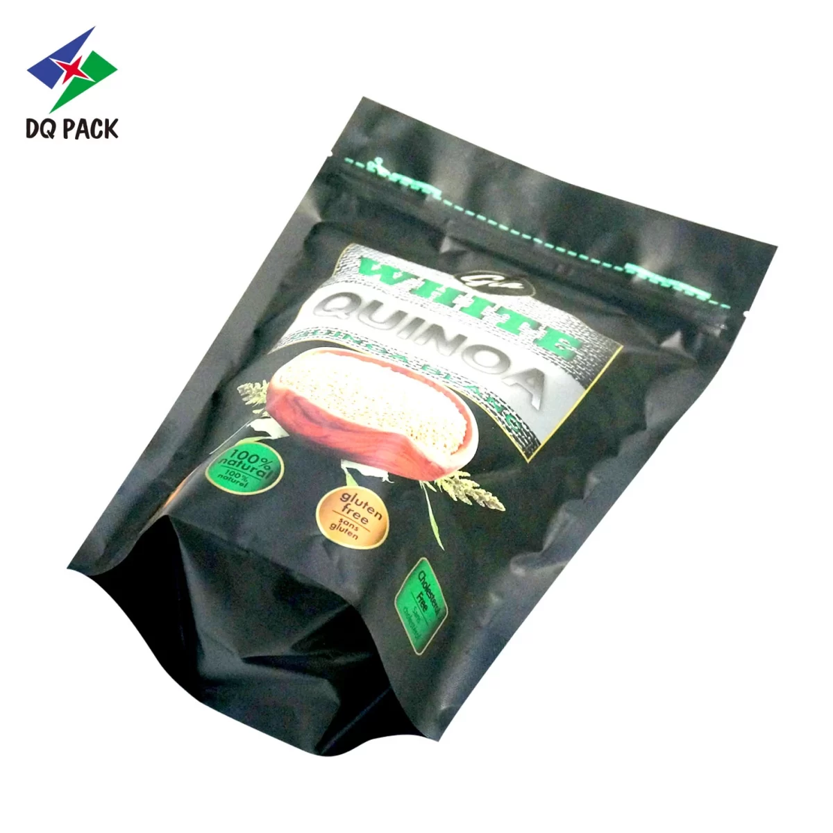 Matte Black Stand Up Pouch Food Packaging Wholesale OEM 3lb Quinoa Packaging Bag-DQ-PACK (2)