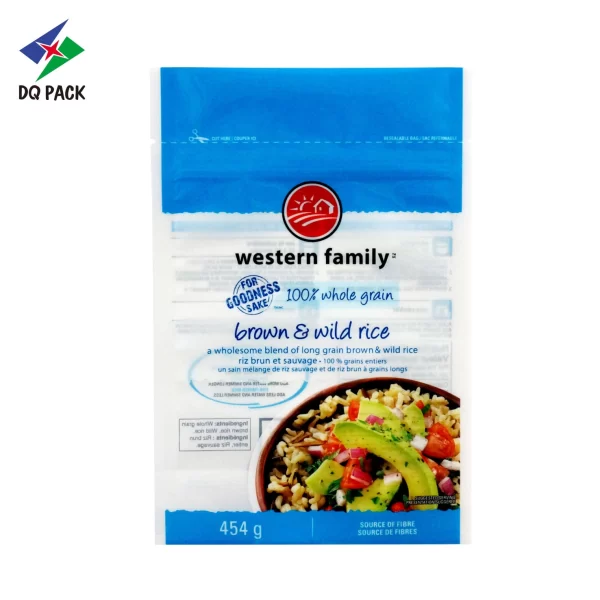 Custom 454g Stand-Up Zipper Pouch-with Window for Grain and Rice Packaging-4
