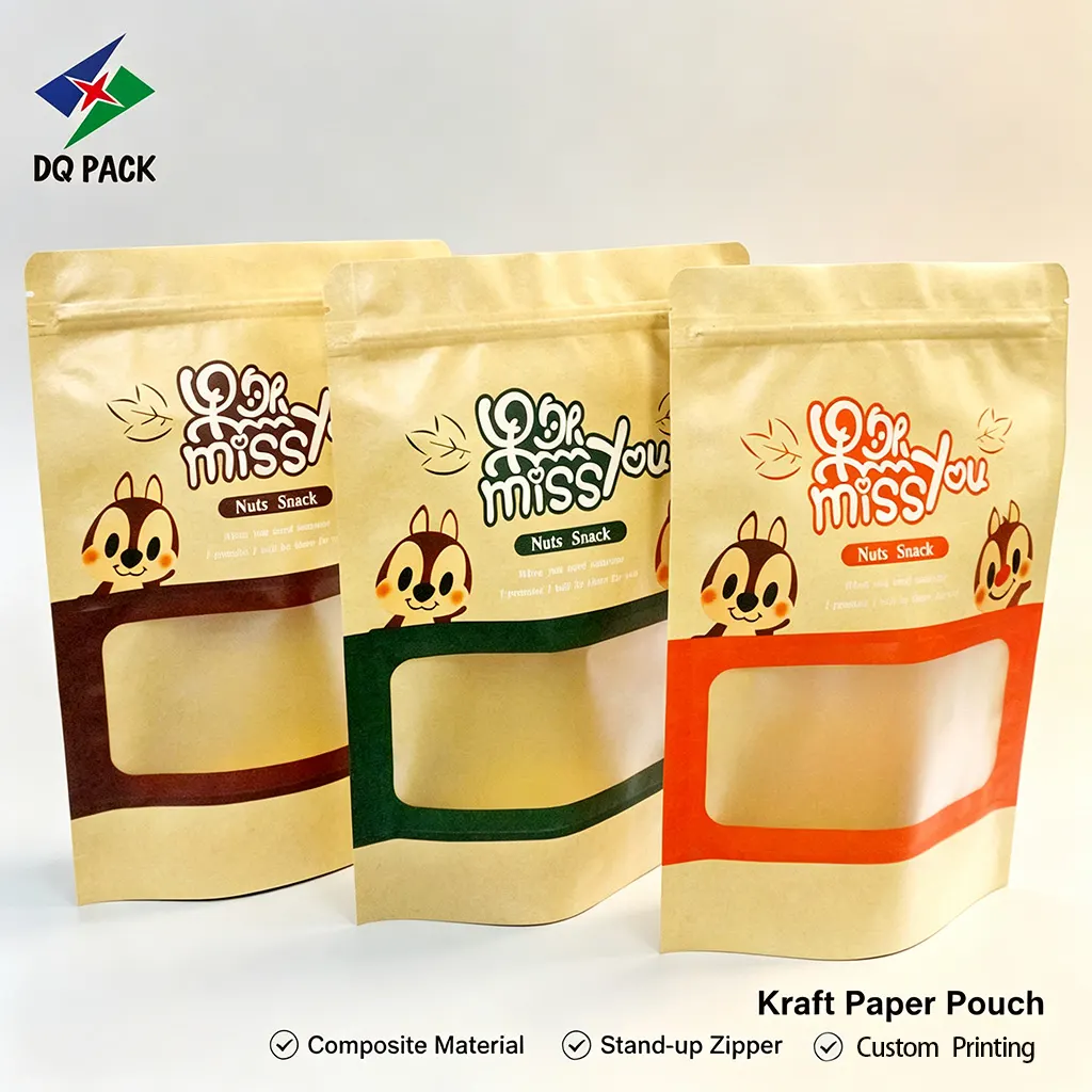 Custom Snack Bag for Nuts-Kraft Paper Stand-Up Zipper Pouches Wholesale-7