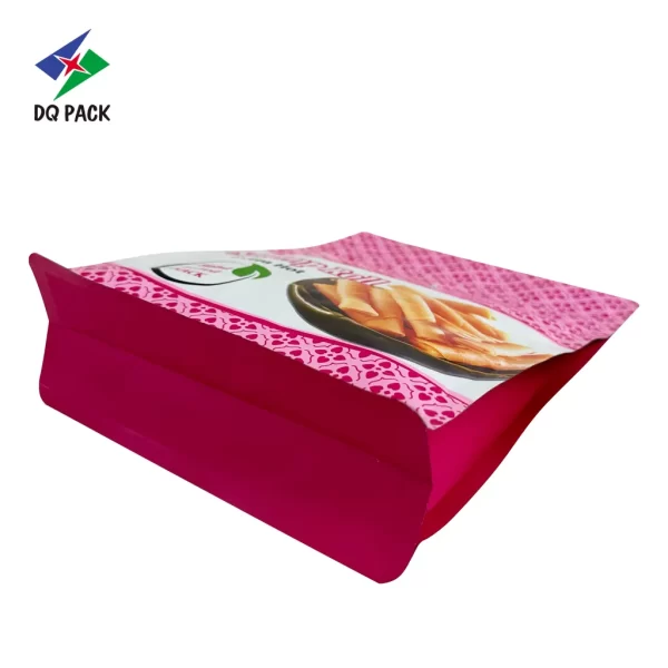 Custom Flat Bottom Snack Pouches-Eight-Side Seal Zipper Pouch for Shrimp Roll Snack Packaging Supplier-3