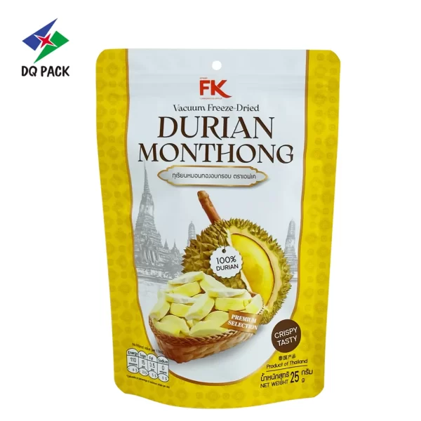 Custom Fruit Snack Packaging for Dried Durian-25g Stand-Up Zipper Pouches Wholesale-2
