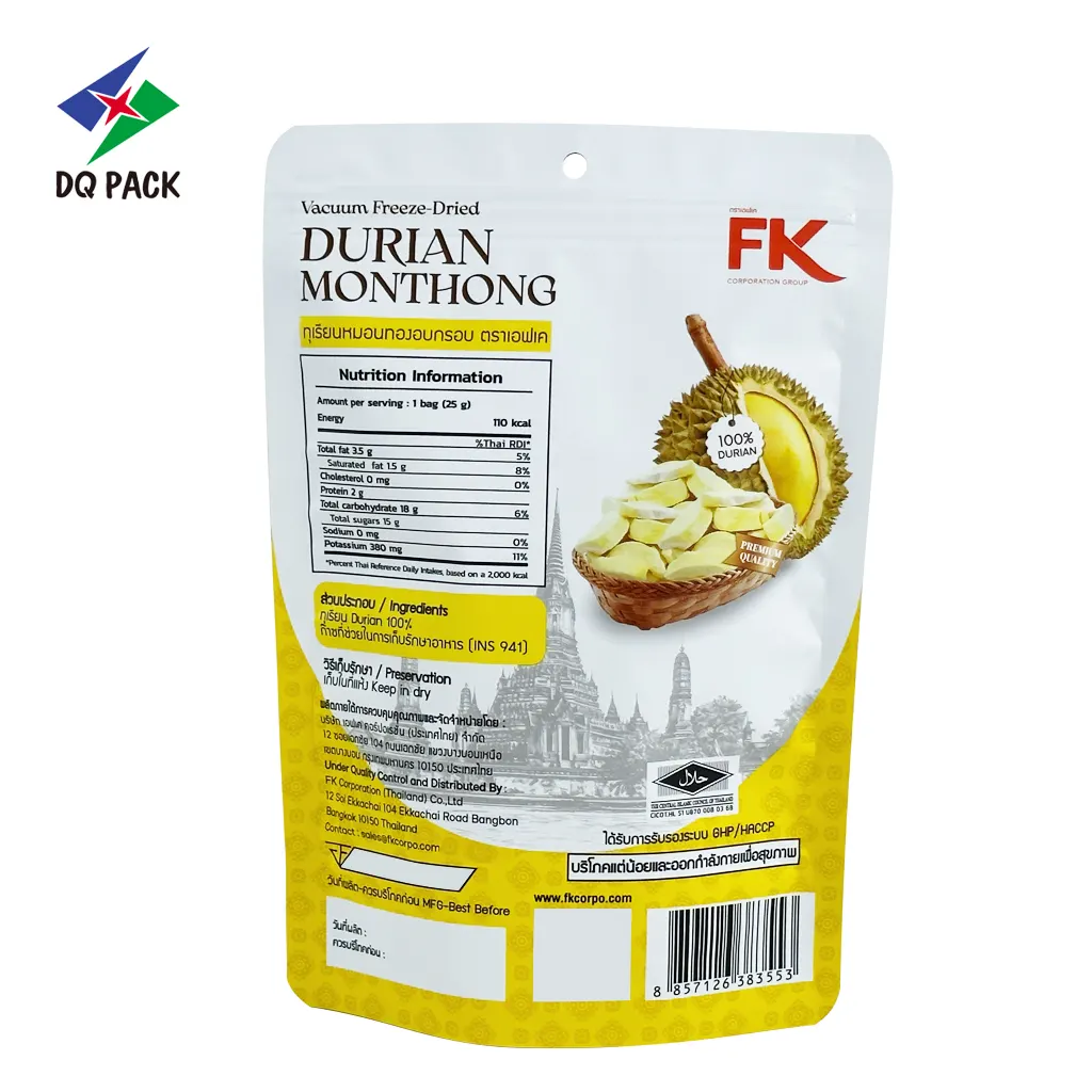 Custom Fruit Snack Packaging for Dried Durian-25g Stand-Up Zipper Pouches Wholesale-4