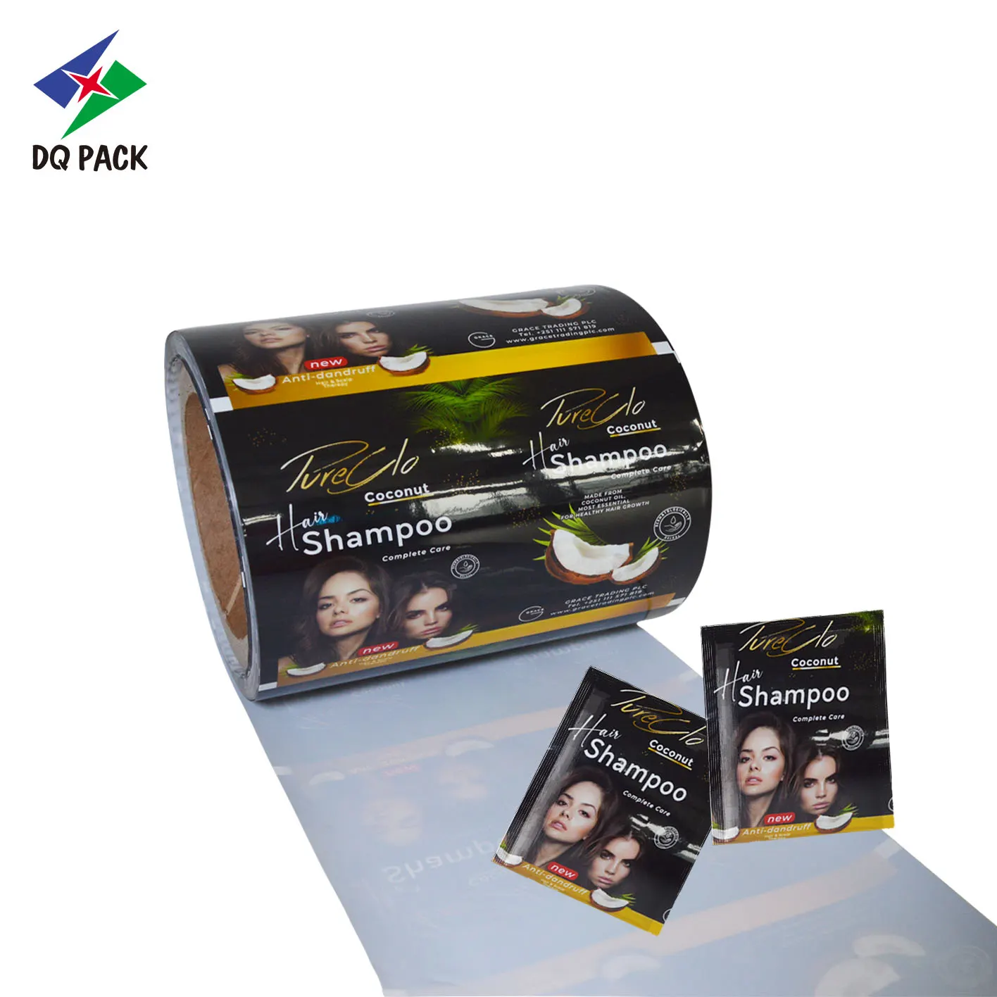 Custom Printed Sachet Film Roll For Shampoo Laminated Cosmetic Heat Seal Roll Stock Supplier1